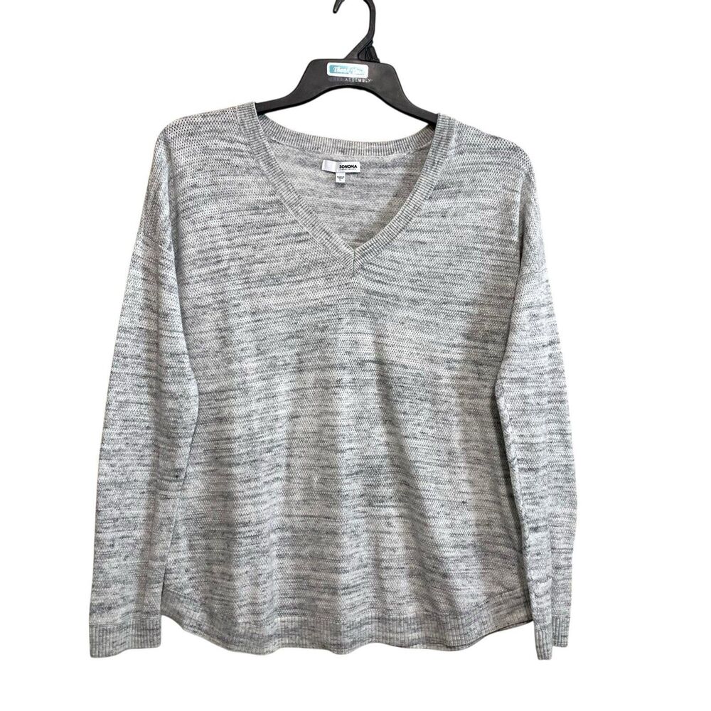 Sonoma Sweater Tunic Top Womens Size Large Gray Long Sleeve Knit Comfort Stretch